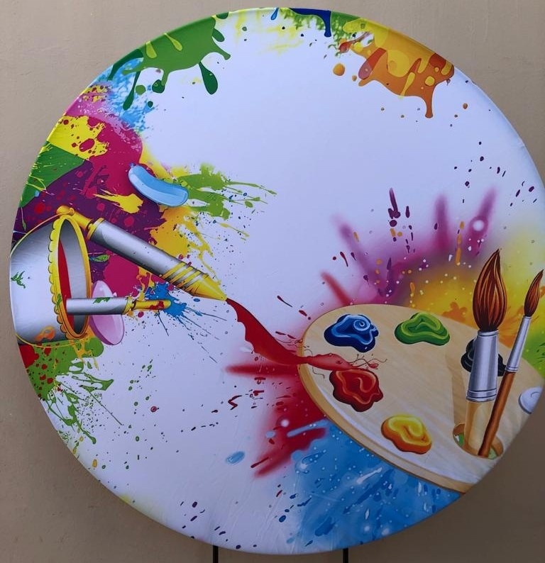 Pintando O Sete Aquarela Painel Redondo 150Cm - FOCUSEVENTOSJATAI