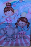 Circo Rosa Elefantinha Painel Retangular 220X150Cm Fundo Rosa Claro - imagem 1