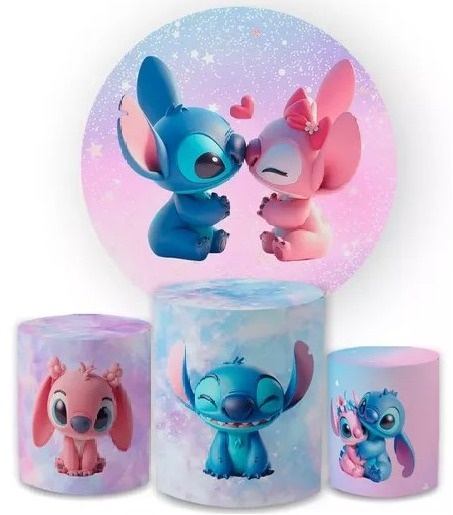 Lillo Stitch Chá Revelação Menino Ou Menina Painel Redondo 150Cm - FOCUSEVENTOSJATAI