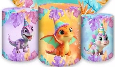 Dinossauros Baby 3D Cute Folhagem Coloridas Cilindro Redondo Pmg - FOCUSEVENTOSJATAI