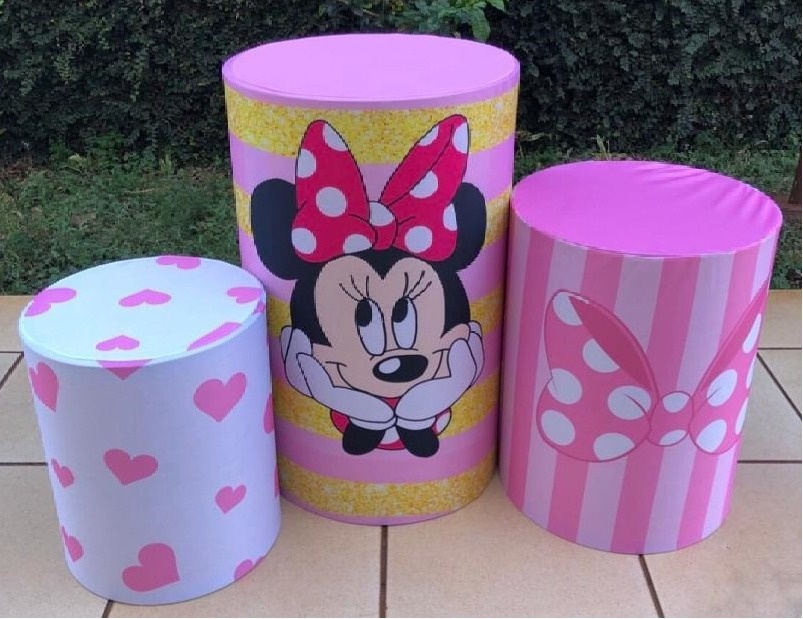 Minie Rosa Dourado Glitter Cilindro Redondo Pmg - FOCUSEVENTOSJATAI