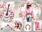 Boiadeira Menina Rosa Ferradura Cilindro Redondo Pmg - imagem 3