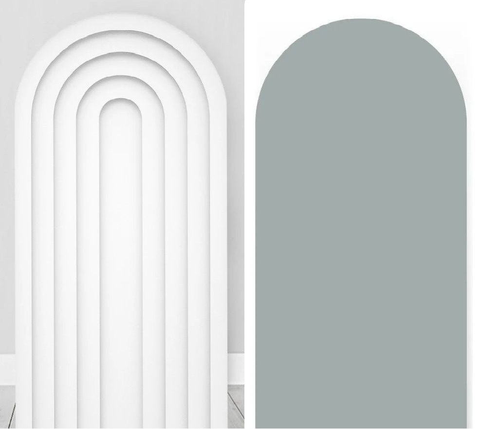 Branco Liso Arcos Romano Painel Romano 200X100Cm - Fundo Cinza Liso - FOCUSEVENTOSJATAI