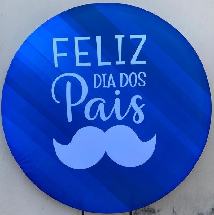 Papai Bigode Branco Painel Redondo 150Cm - FOCUSEVENTOSJATAI