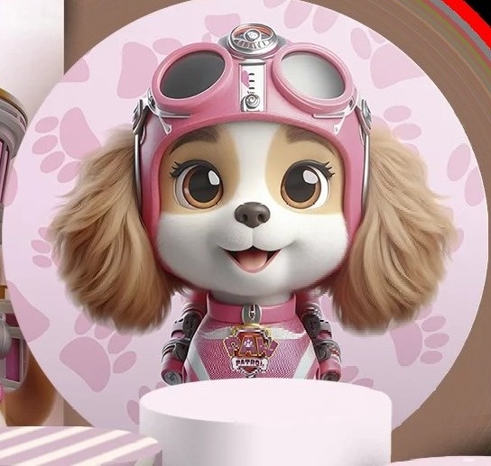Patrulha Canina Skye 3D Rosa Painel Redondo 150Cm - FOCUSEVENTOSJATAI