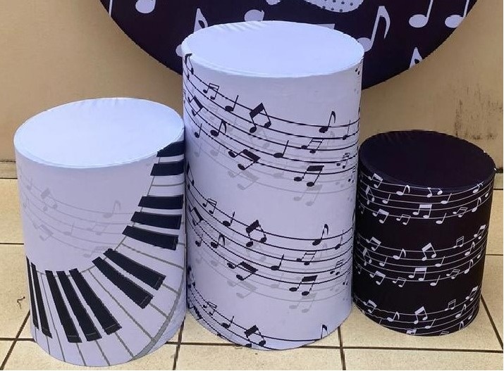 Musical Preto E Branco Cilindro Redondo Pmg - FOCUSEVENTOSJATAI