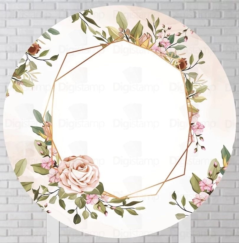 Floral Mini Botao Rosa Painel Redondo 150Cm 1/2 - FOCUSEVENTOSJATAI