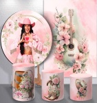 Boiadeira Ana Castela Floral Rosa Painel Redondo 150Cm - imagem 3
