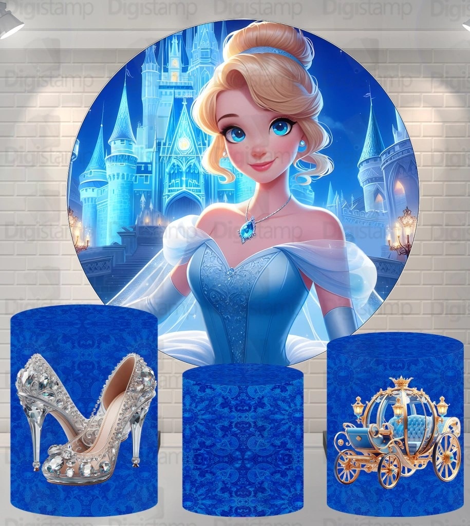 Cinderela 3D 15 Anos Painel Redondo 150Cm - FOCUSEVENTOSJATAI