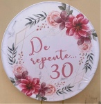 de Repente 30 Floral E Glitter Rosa Painel Redondo  150Cm - imagem 1