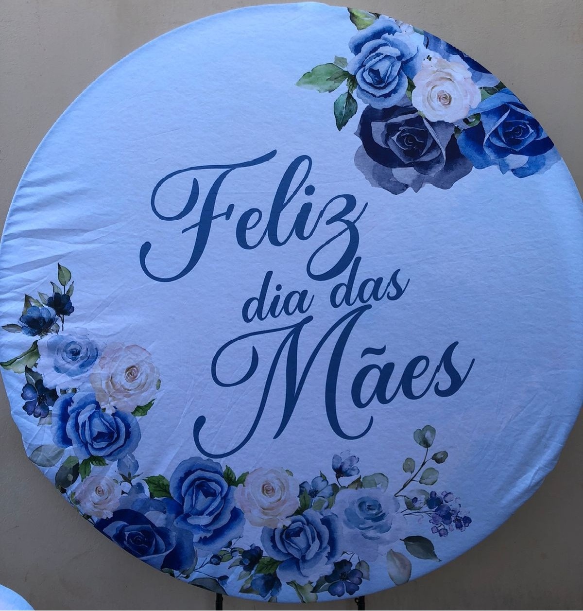 Mãe Floral Azul Feliz Painel Redondo 150Cm - FOCUSEVENTOSJATAI