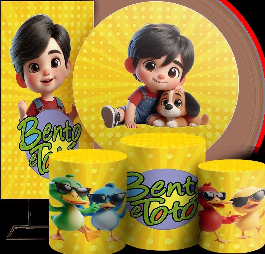 Bento E Toto Cute 3D Painel Redondo 150Cm - FOCUSEVENTOSJATAI