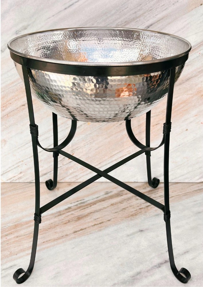 Champanheira Aluminio Martelado Prata Redondo 30Litros  72X51X19Cm - FOCUSEVENTOSJATAI