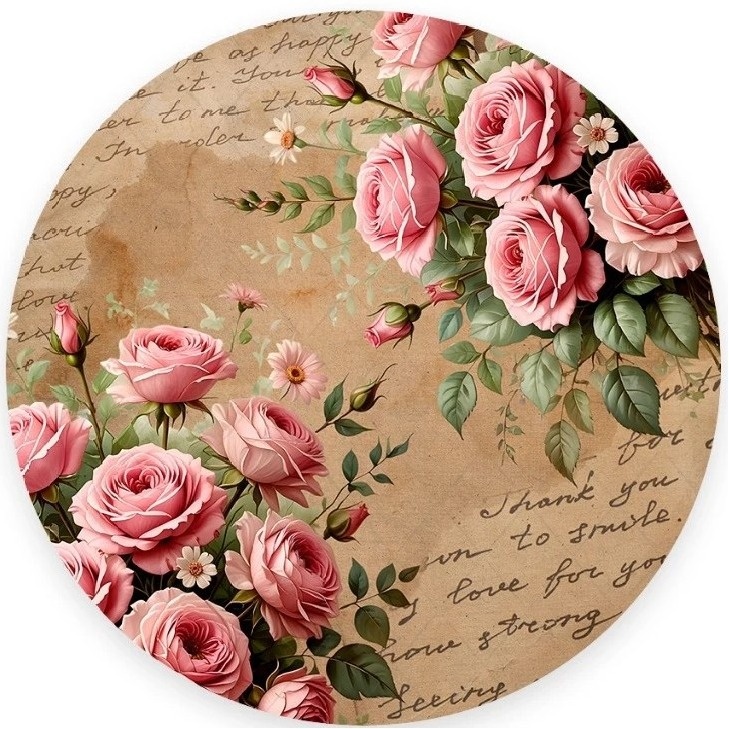 Cartas de Amor Floral Rosas Painel Redondo 150Cm - FOCUSEVENTOSJATAI
