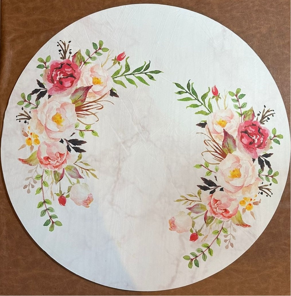 Floral Marmorizado Bege Painel Redondo 100Cm - FOCUSEVENTOSJATAI