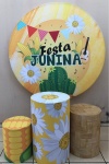 Festa Junino Margaridas Branca E Cactos Cilindro Redondo Pmg - imagem 2