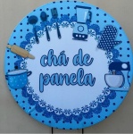Chá de Panela Azul Bolinhas Painel Redondo 150Cm - imagem 1
