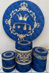 Realeza Capitonê Almofada Azul Painel Redondo 150Cm - imagem 2