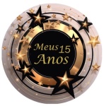 15 Anos Estrelas Preto E Dourado - Painel Redondo 150Cms - imagem 1