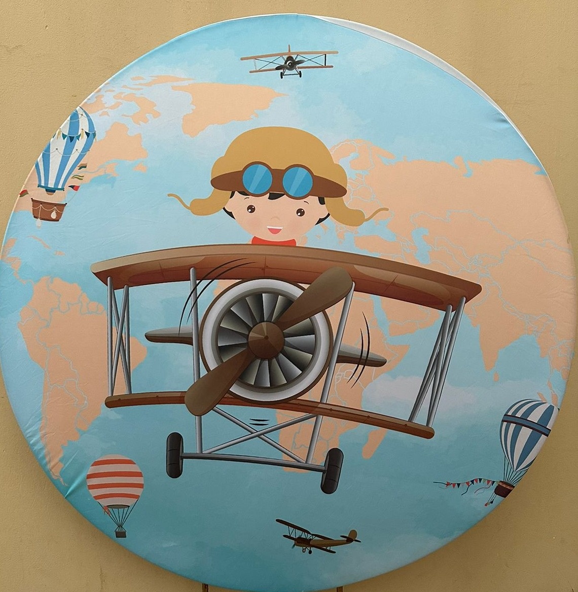 Aviador Kael Avião Marron Painel Redondo 150Cms - FOCUSEVENTOSJATAI