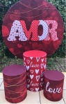 Namorados Amor Branco E Vermelho Painel Redondo 150Cm - imagem 2
