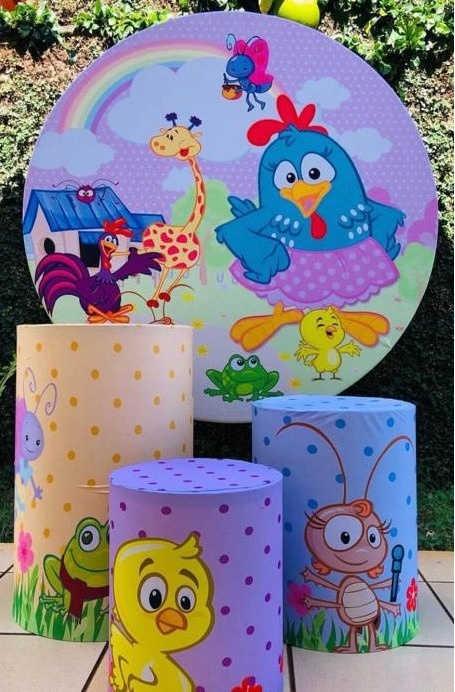 Galinha Pintadinha Rosa Bolinha Painel Redondo 150Cm - FOCUSEVENTOSJATAI