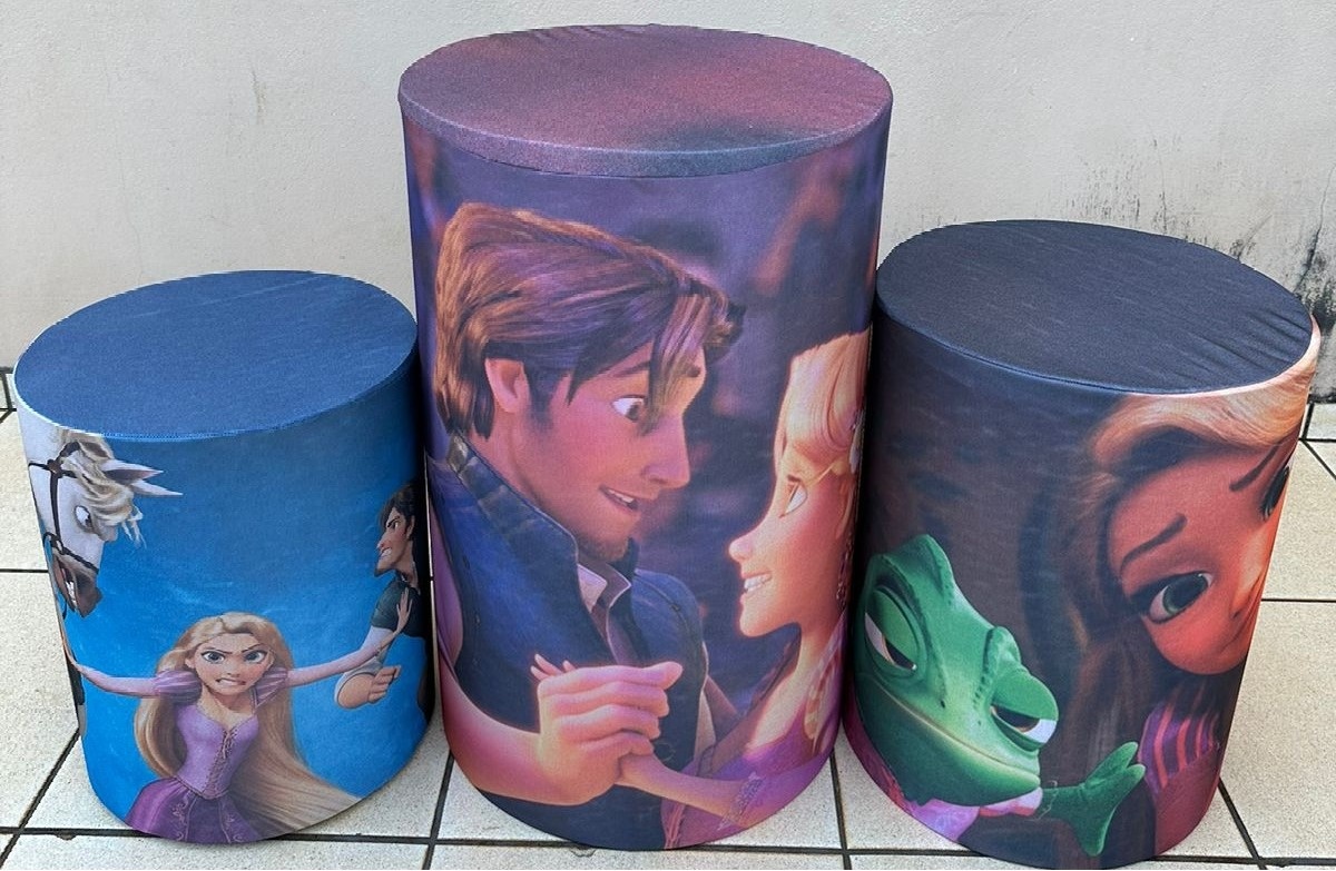 Rapunzel Enrolados Painel Redondo 150Cm E Cilindro Redondo Pmg - FOCUSEVENTOSJATAI