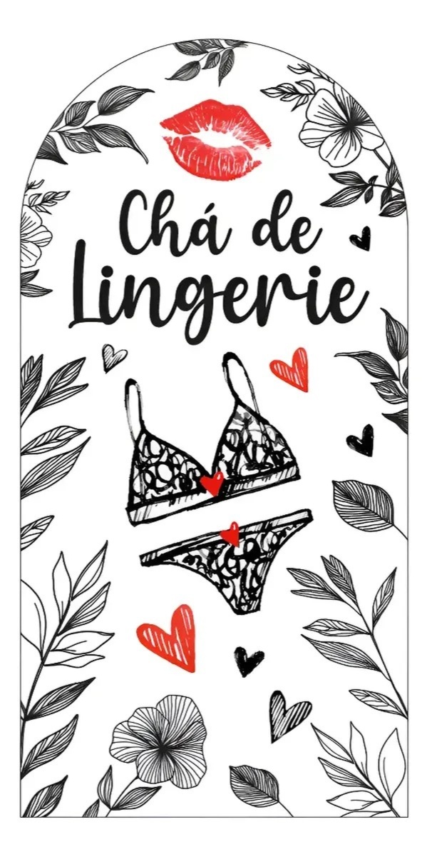 Chá de Lingerie Branco E Preto Fundo Branco Liso Painel Romano 200X100Cm - FOCUSEVENTOSJATAI