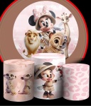 Minie Safari Rosa 3D Elefantinha Painel Retangular 200X100Cm - imagem 2