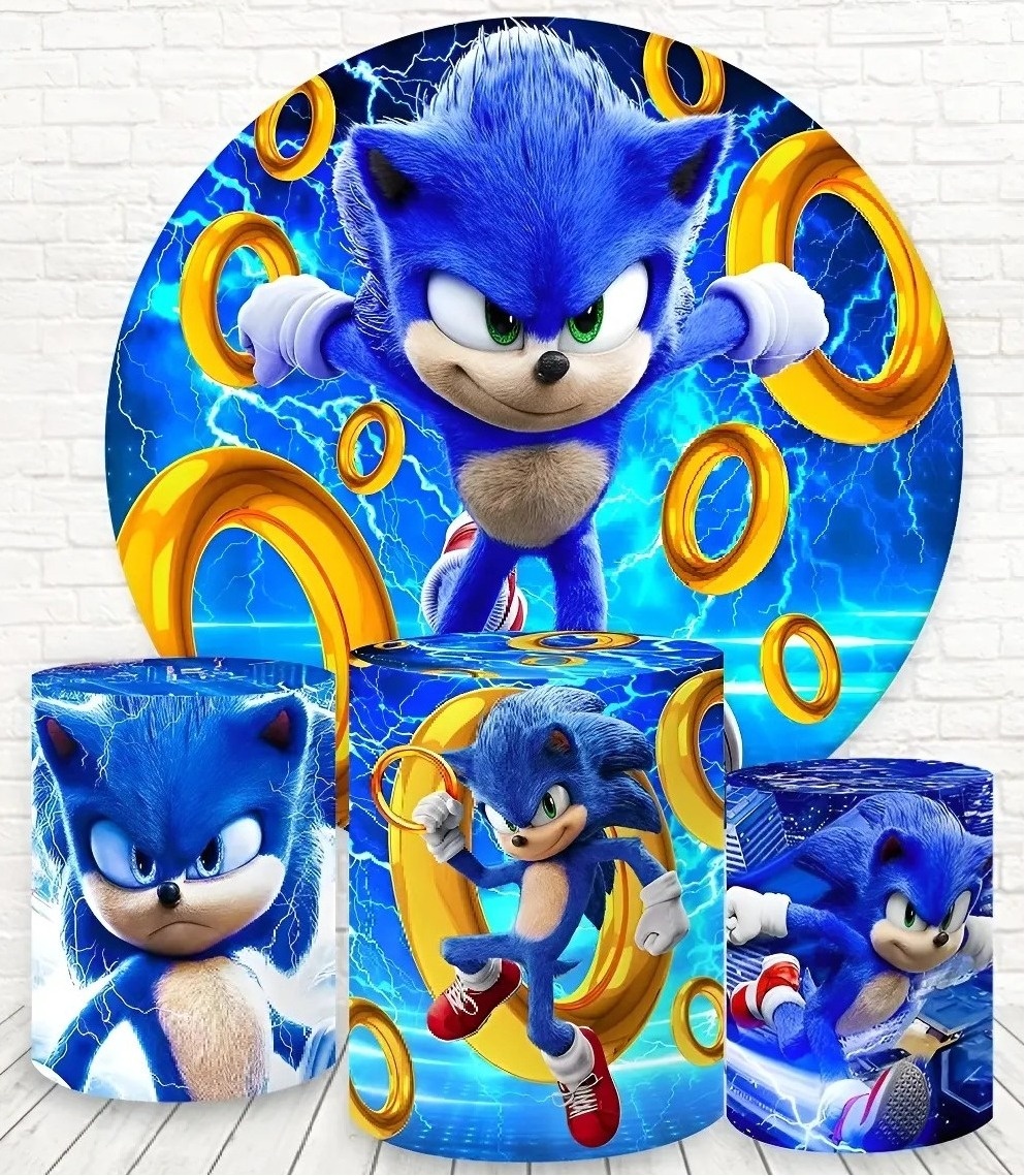 Sonic Aneis Do Poder Painel Redondo 150Cm - FOCUSEVENTOSJATAI
