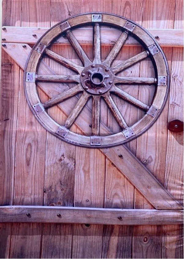 Country Portal Roda de Carroça Painel Retangular 220X150Cm - FOCUSEVENTOSJATAI