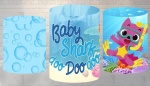 Baby Shark Azul Claro Painel Redondo 150Cm - imagem 2