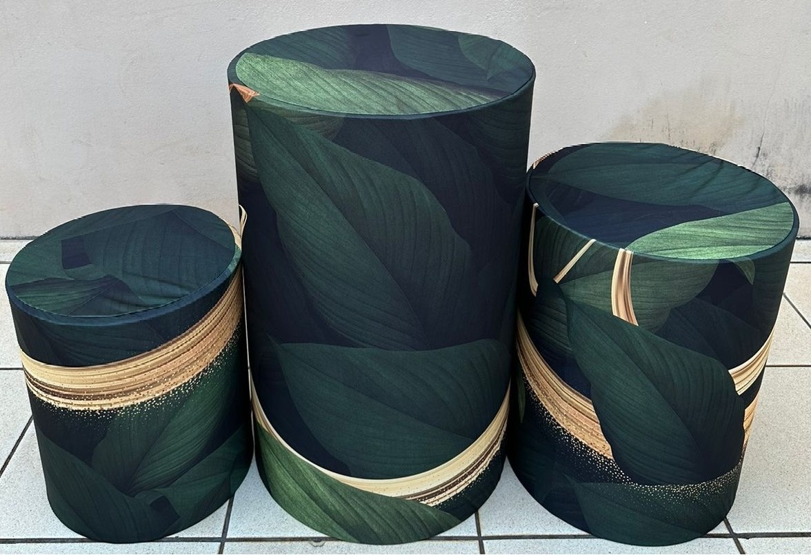 Folhagem Bananeira Verde Dourado Cilindro Redondo Pmg - FOCUSEVENTOSJATAI