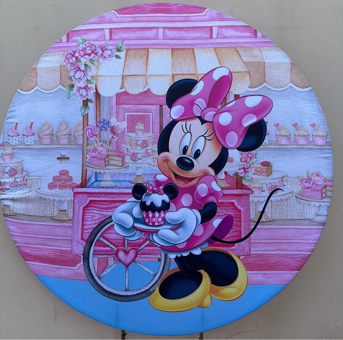 Minie Rosa Confeiteira Painel Redondo 150Cm - FOCUSEVENTOSJATAI