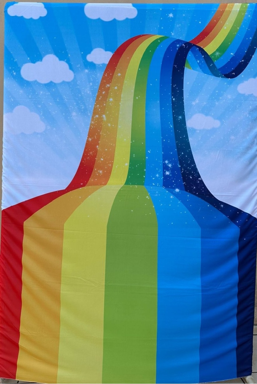 Pintando O 7 Sete Arco Iris Raiado Painel Retangular 220X150Cm Fundo Verde Bandeira 12 - FOCUSEVENTOSJATAI