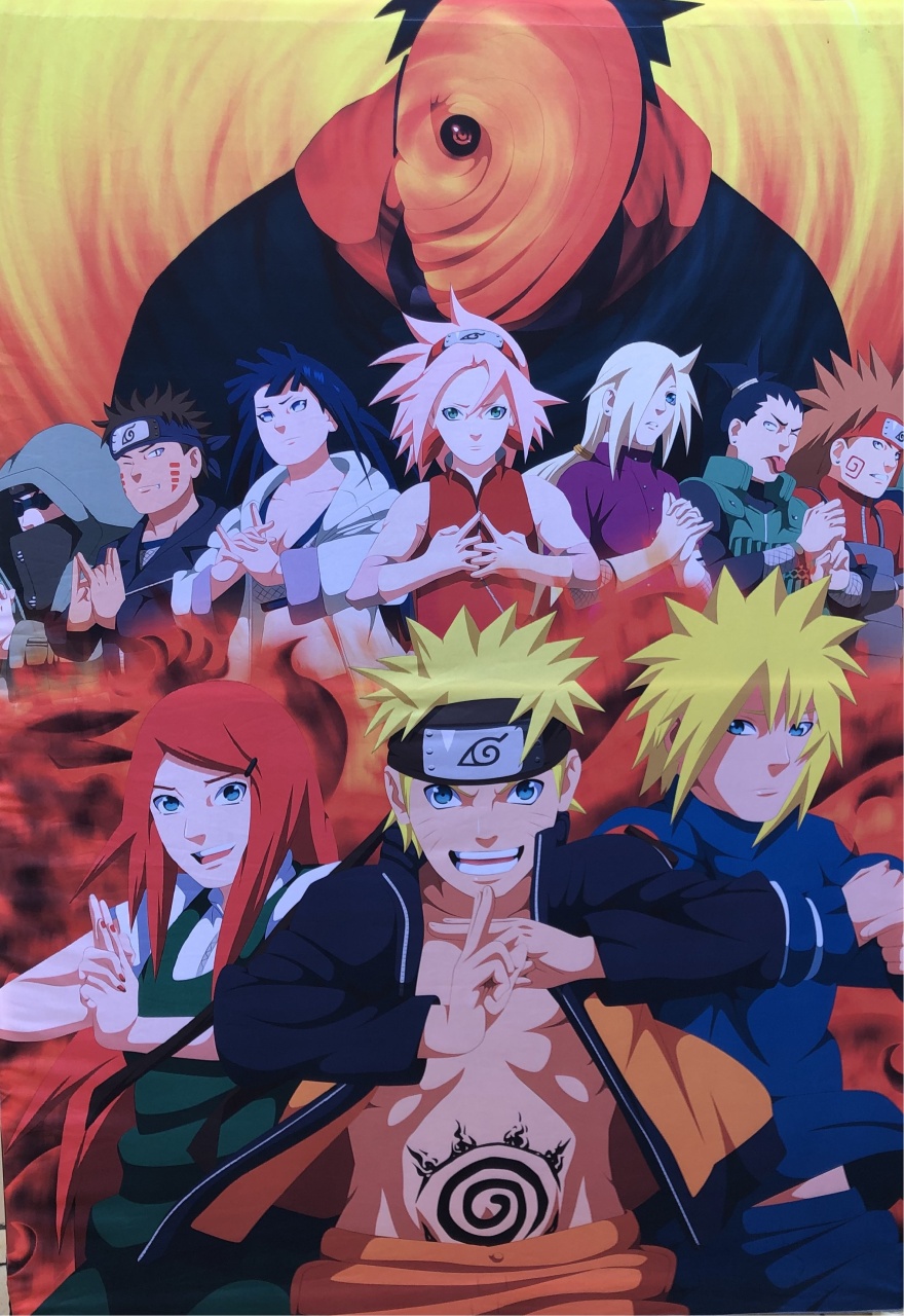 Naruto E Amigo Fundo Preto Liso Painel Retangular 220X150 Cm - FOCUSEVENTOSJATAI