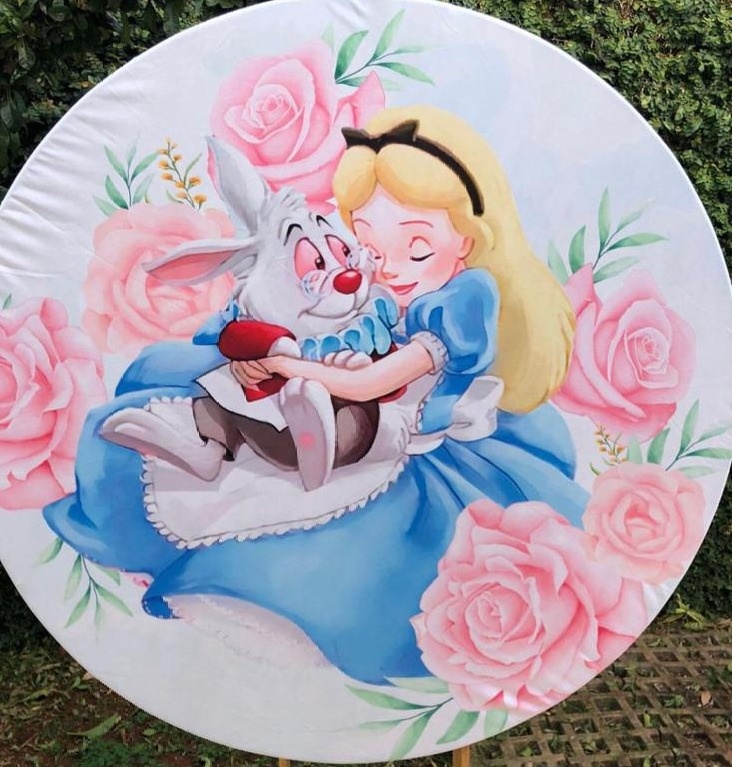 Alice Flores Rosa - Painel Redondo 150Cms - FOCUSEVENTOSJATAI