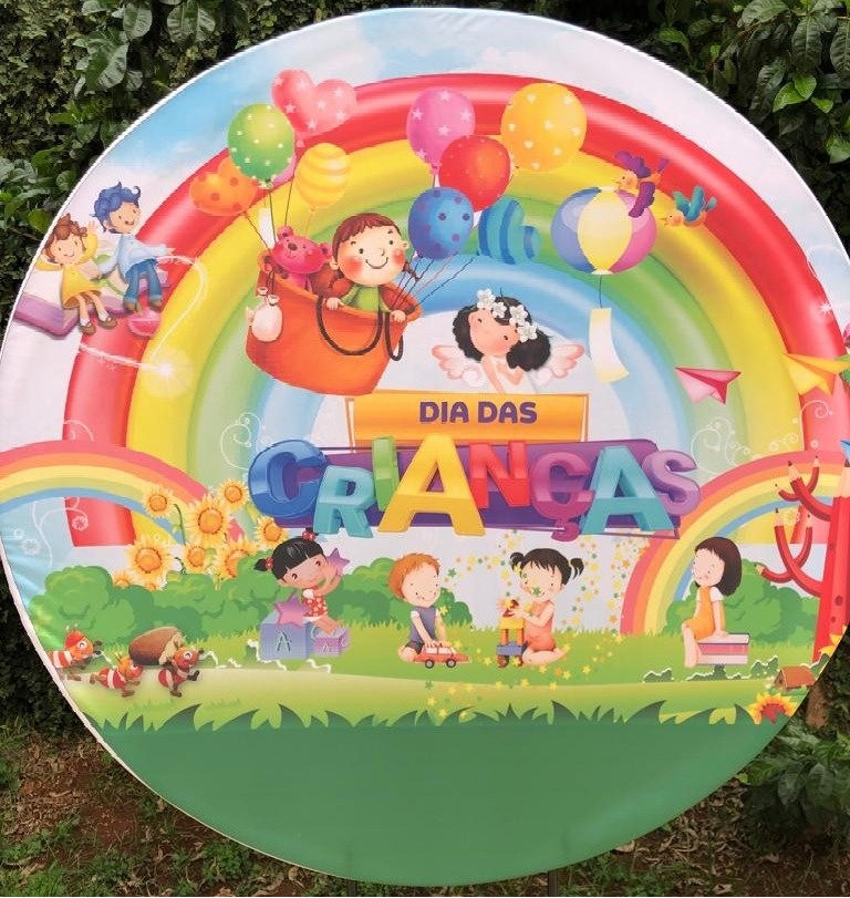 Dia das Crianças Arco Iris Coloridos Painel Redodo 150Cm - FOCUSEVENTOSJATAI
