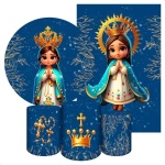 Nossa Senhora 3D Manto Azul Painel Retangular 220X150Cm - imagem 2