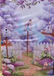 Jardim Passarinhos Lilas Painel Retangular 220X150Cm Fundo Preto Liso 16 - imagem 1