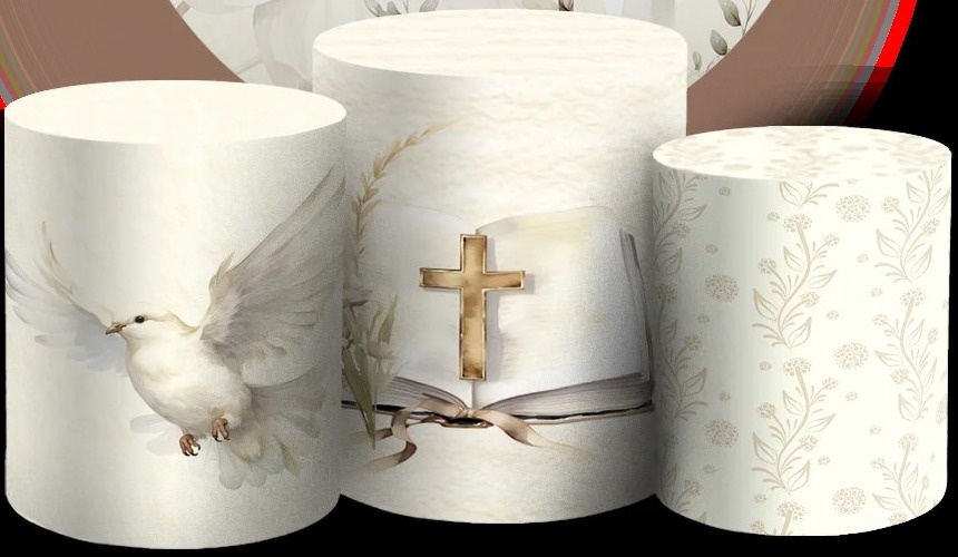 Batizado 3D Menino de Ouro Cilindro Redondo Pmg - FOCUSEVENTOSJATAI