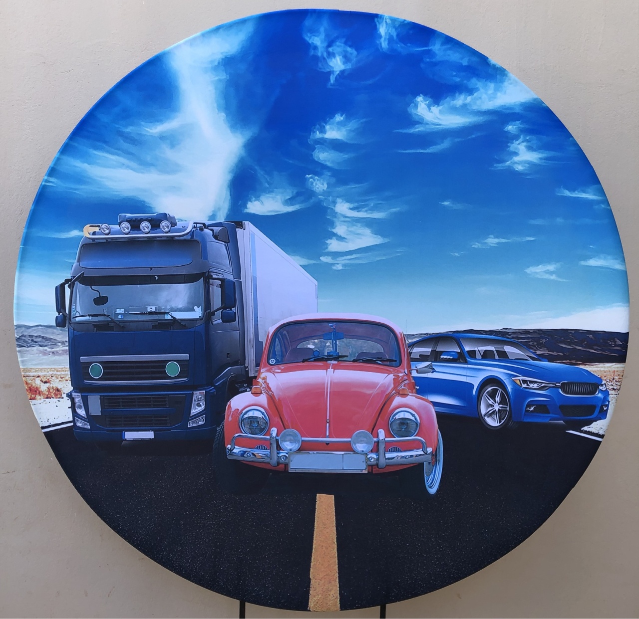 Carros Antigo Carreta Fusca Painel Redondo 150Cm - FOCUSEVENTOSJATAI