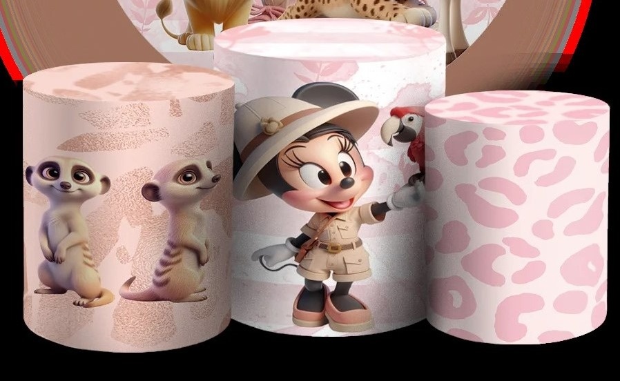 Minie Safari Rosa 3D Cilindro Redondo Pmg - FOCUSEVENTOSJATAI