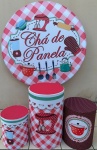 Chá de Panela Xadrez Vermelho E Branco Cilindro Redondo Pmg - imagem 2