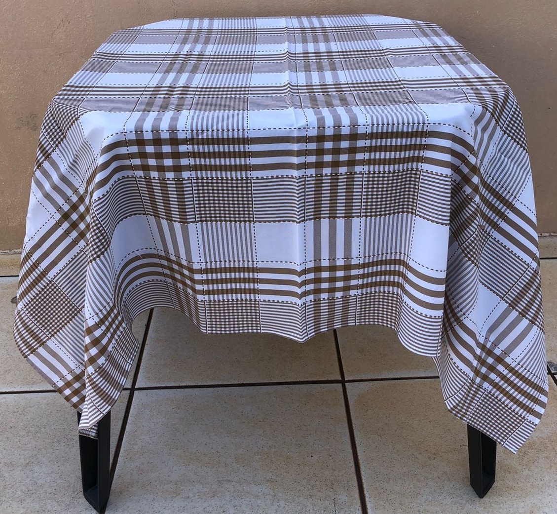 Forro Quadrado Xadrez Marron Claro Listas Oxford 140X140Cm - FOCUSEVENTOSJATAI