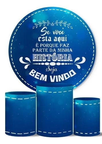 Seja Bem Vindo Historia Azul Royal Painel Redondo 150Cm - FOCUSEVENTOSJATAI