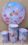 Borboleta Rosa E Chá Painel Redondo 150Cm - imagem 1