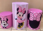 Minie Rosa Listrado Rosa E Branco Cilindro Redondo Pmg - imagem 1