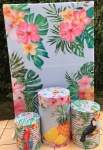 Flamingos Tropical Painel Retangular 220X150Cm Fundo Verde Maça - imagem 2
