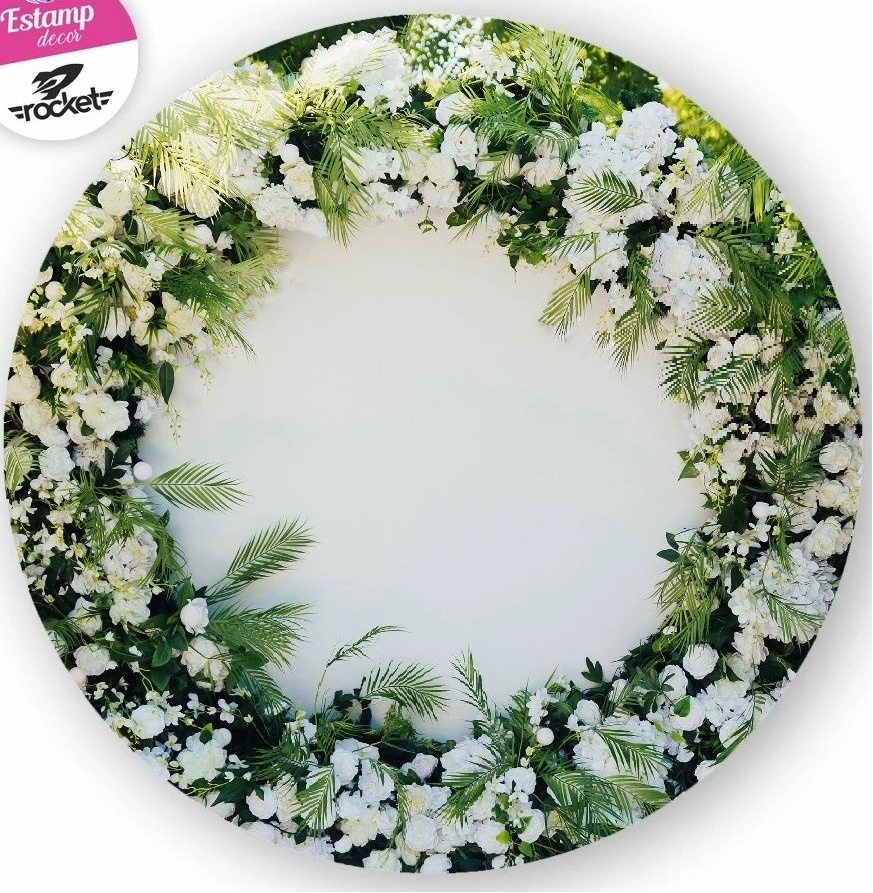 Floral Arco de Flores Branca Painel Redondo 150Cm - FOCUSEVENTOSJATAI